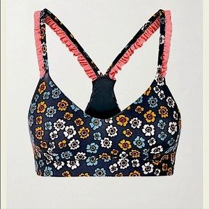 NWT The Upside Atacama Larri Floral-Print Ruffle strap Sports Bra Size Large